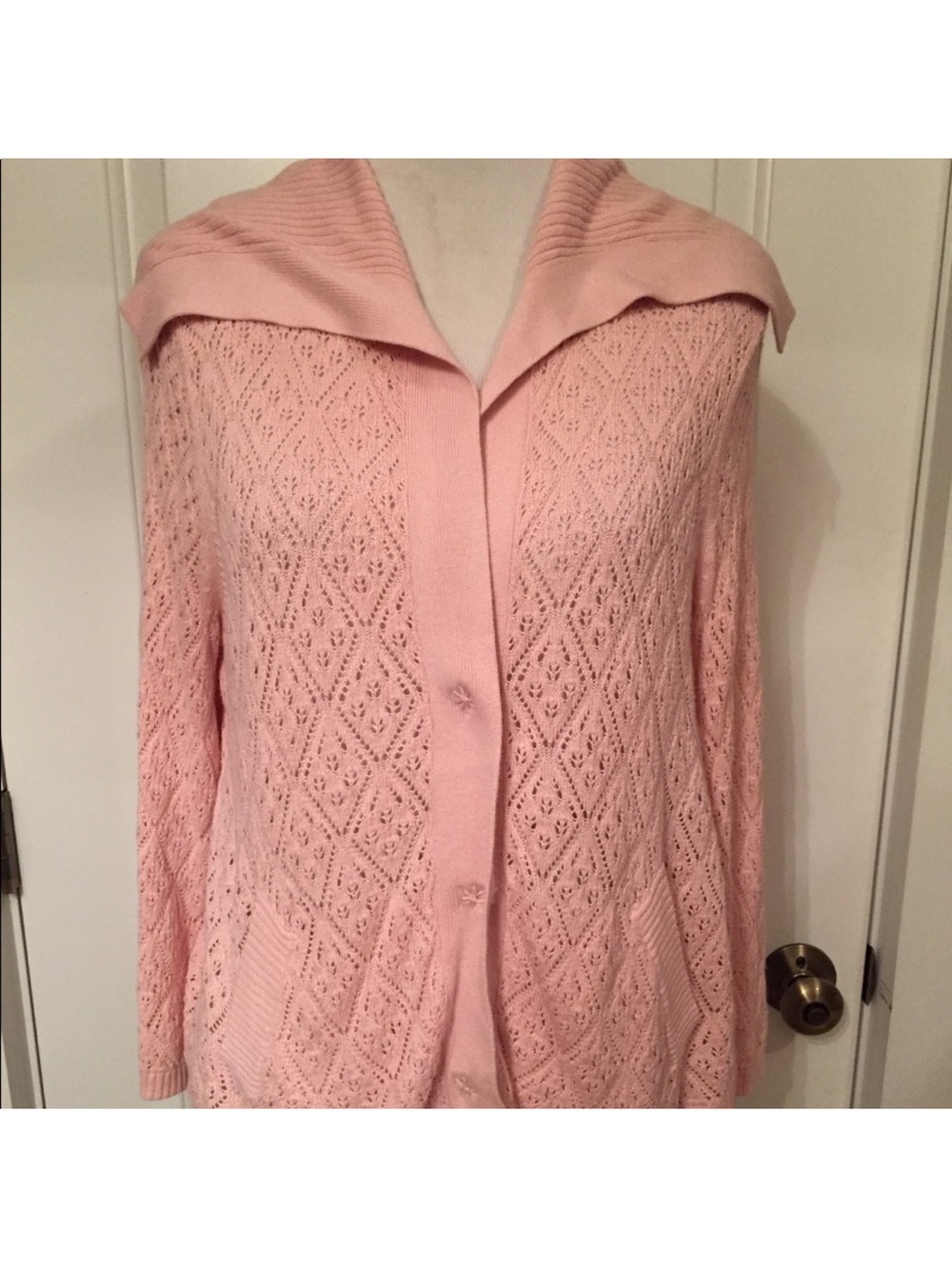CAbi SWEATER CARDIGAN PINK LONG BELL SLEEVE Size M